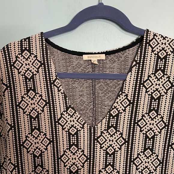 Bordeaux Patterned Oversized Midi Dress - Picture 3 of 7